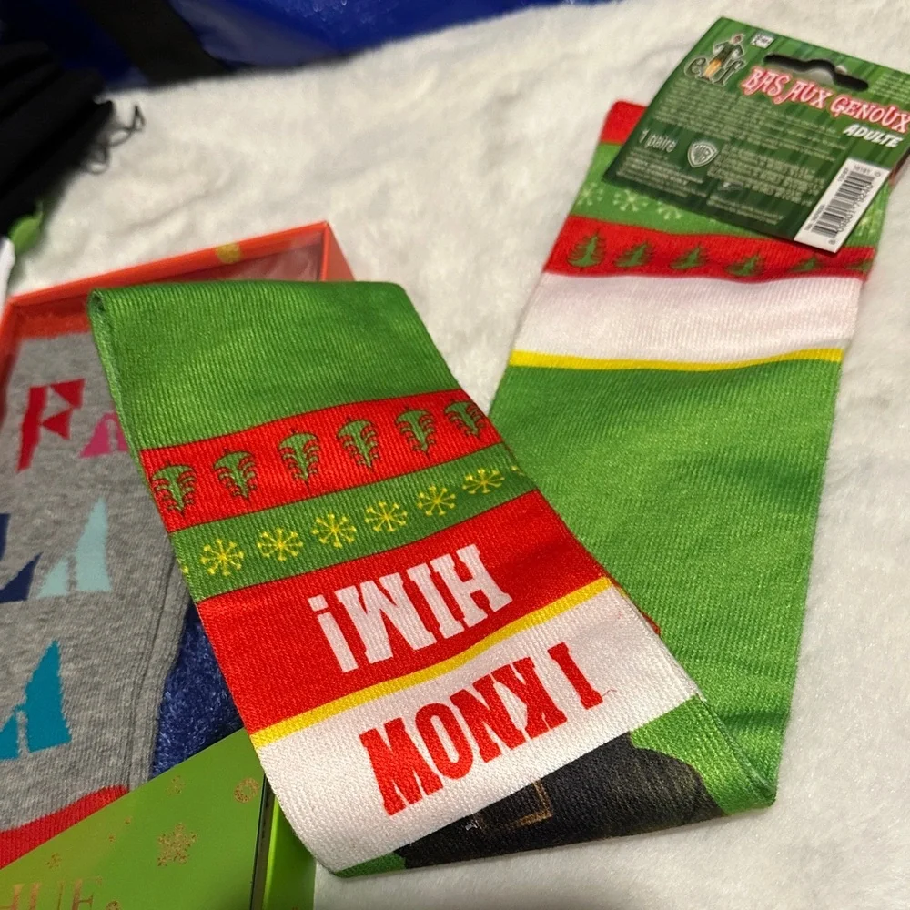 NWT ELF Festive Knee Socks & FA LA LA Sock Set